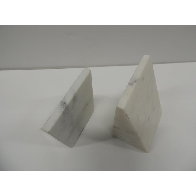 MCM White Marble Triangular Shape Bookends. Size: 4"W x 3.5"D x 6"H