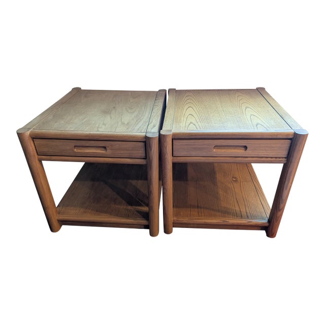 1980s Thomasville Light Oak - 2 End Tables - Living Room For Sale