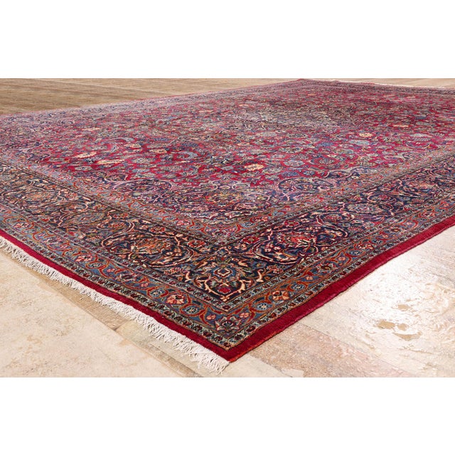 Red Antique Persian Kashan Rug, 11'01 X 16'01 For Sale - Image 8 of 10