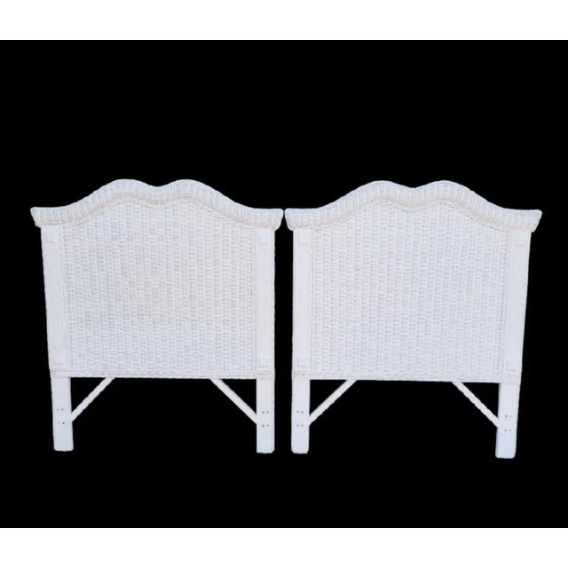 1990s Vintage White Wicker Pagoda Regency Twin Size Headboards- a Pair For Sale - Image 5 of 7