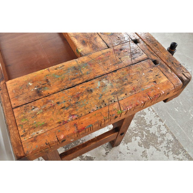 Vintage Carpenters Workbench in Beech from Nooitgedagt, 1950s For Sale - Image 12 of 13
