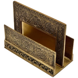 Early 20th Century Tiffany Studios New York 1643 Venetian Bronze Note Pad Holder Desk Blotter For Sale