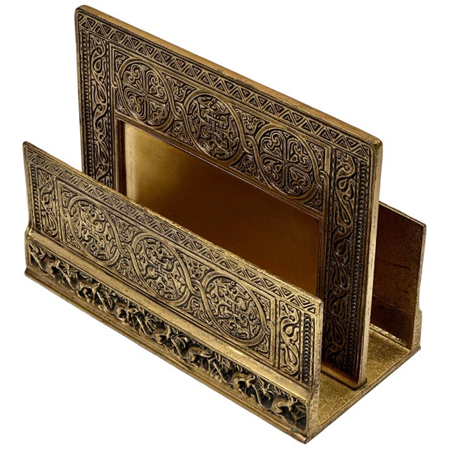 Early 20th Century Tiffany Studios New York 1643 Venetian Bronze Note Pad Holder Desk Blotter For Sale