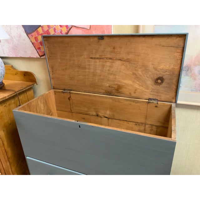 Beautiful Blue Blanket Chest from the Early 19th century in the Country Americana style.
