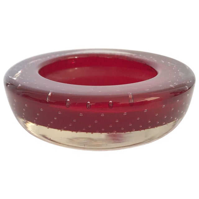 Glass Vintage Red Murano Glass Bowl For Sale - Image 7 of 7