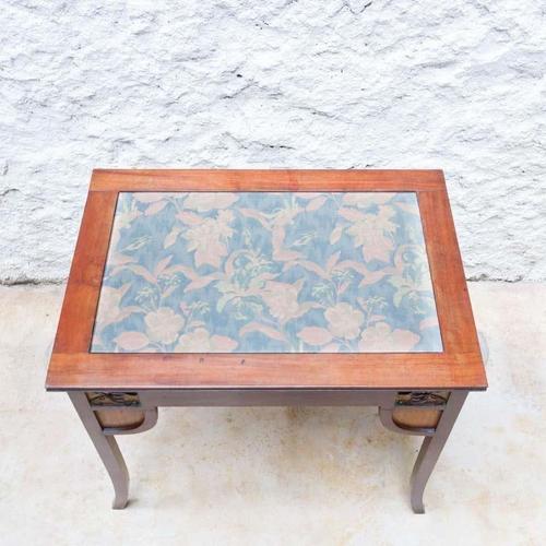 Modernist Wooden Table with Upholstered Top, Spain, Early 20th Century For Sale - Image 5 of 18