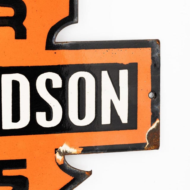 20th Century Motorcycles Enamel Sign from Harley-Davidson, 1950s For Sale - Image 4 of 10