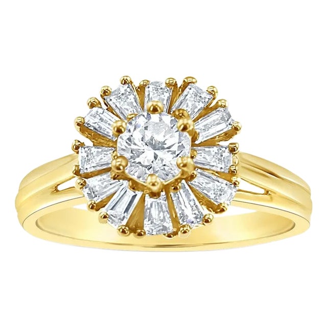 One Carat Diamond Halo Ring, Size 9 For Sale