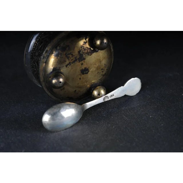 Antique Caviar Bowl in 800 Silver with Spoon, Set of 2 For Sale - Image 10 of 11