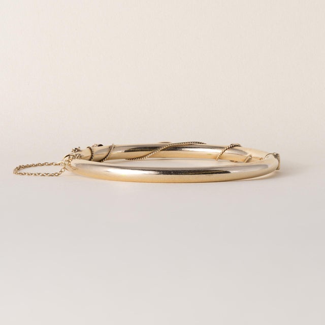 late 19th Century Victorian 14k Gold Garnet & Pearl Bangle For Sale - Image 4 of 6