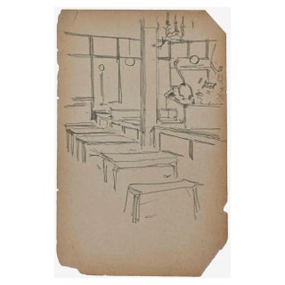 Pierre Georges Jeanniot, Interior, Original Drawing, Early 20th Century For Sale
