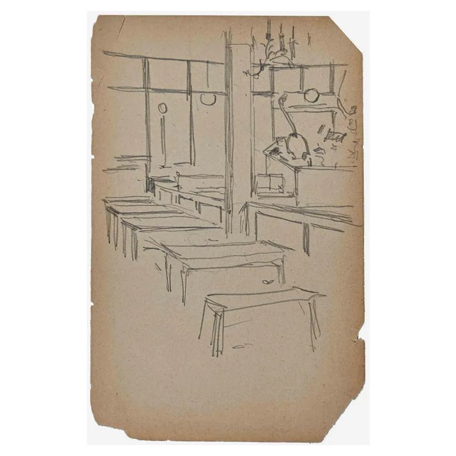 Pierre Georges Jeanniot, Interior, Original Drawing, Early 20th Century For Sale