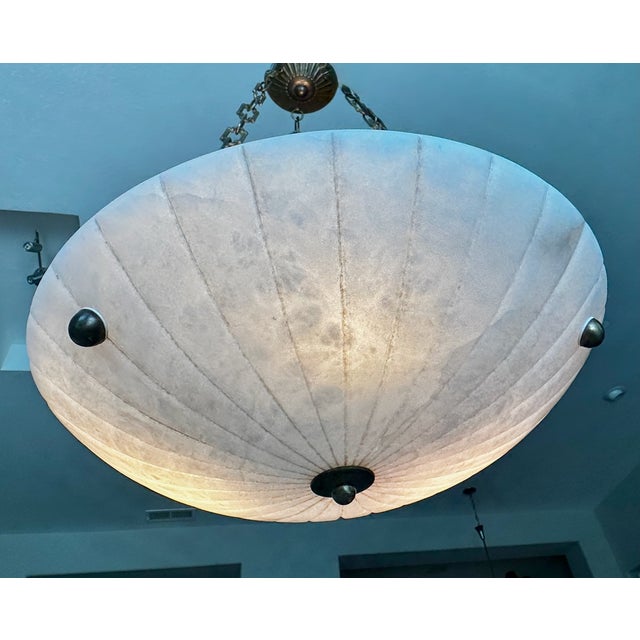 1970s Directoire Style French Alabaster Pendant Chandelier For Sale - Image 15 of 18
