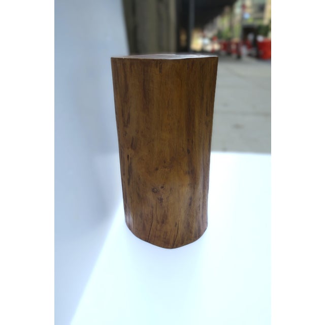Pedestal Side Drinks Table, Natural Wood Trunk, Organic Modern Style For Sale - Image 13 of 15