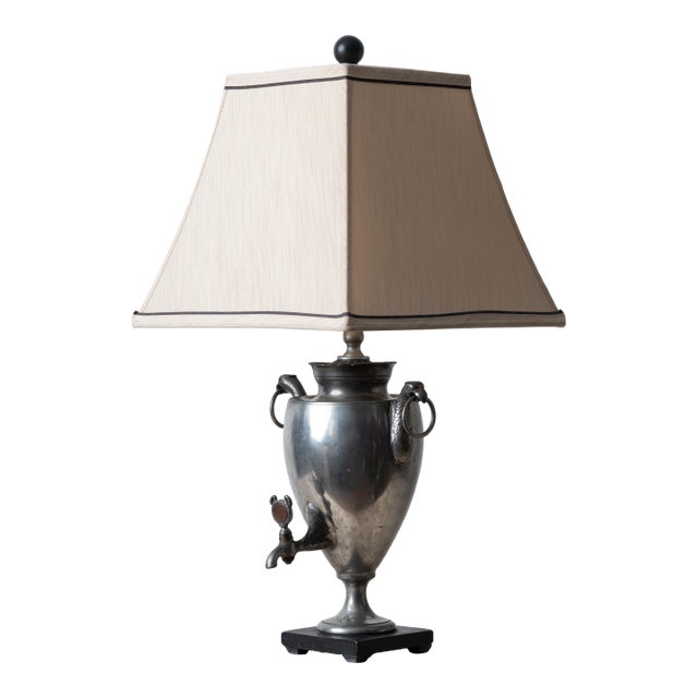 English Pewter Hot Water Urn Lamp, 19th Century For Sale