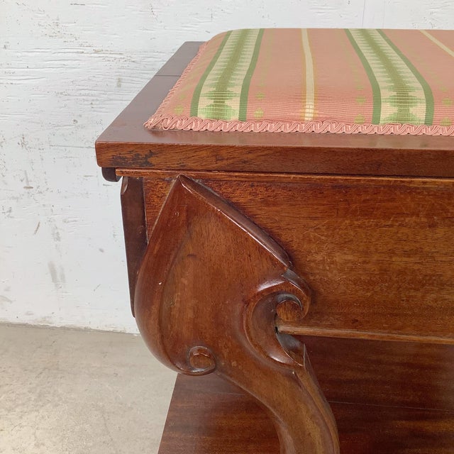 Vintage Classical Revival Upholstered Footstool With Scroll Base For Sale - Image 10 of 12