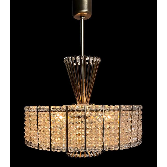 1950s Acrylic, Crystal, Glass and Gilt Brass Chandelier attributed to Emil Stejnar for Rupert Nikoll, 1950s For Sale - Image 5 of 17