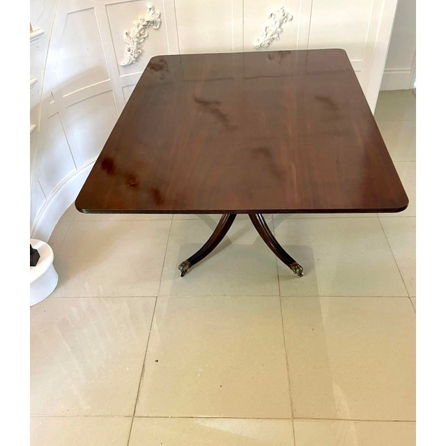 Large antique regency outstanding quality figured mahogany dining table having an outstanding quality large figured...