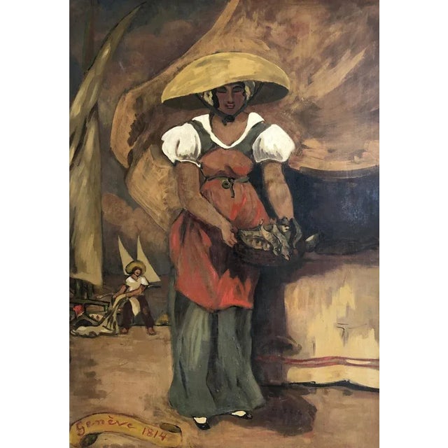 Alexandre Cingria, The Fish Merchant, Geneva, 1814, Oil on Board, Framed, in Flawless conditions. Designed 1890 to 1919...