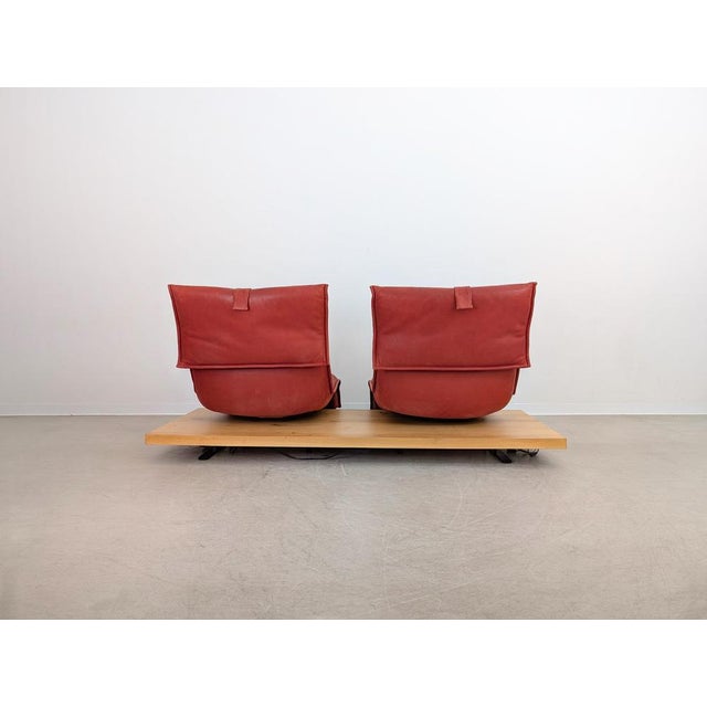 Wood Free Motion 2-Seater Sofa in Oak and Red Leather from Koinor For Sale - Image 7 of 18