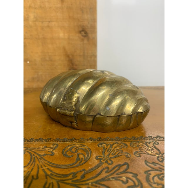 Mid-Century Modern Vintage Brass Clam Shell Box For Sale - Image 3 of 4