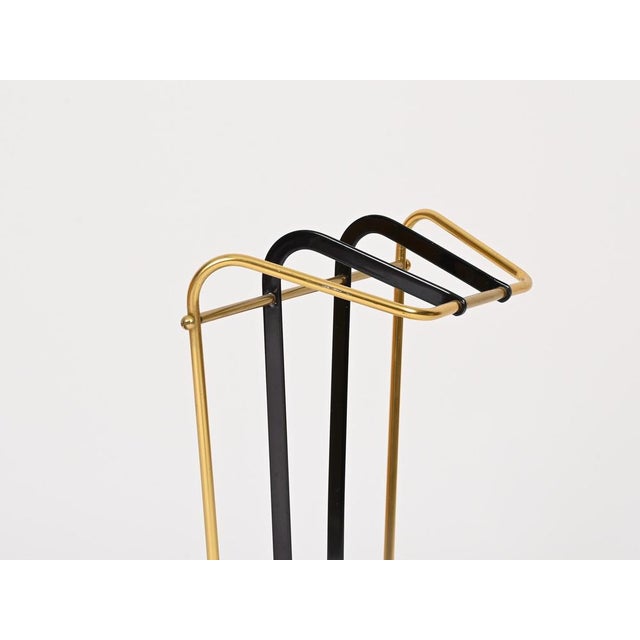Gio Ponti Vintage Brass and Enameled Metal Umbrella Stand by Gio Ponti, Italy, 1950s For Sale - Image 4 of 12