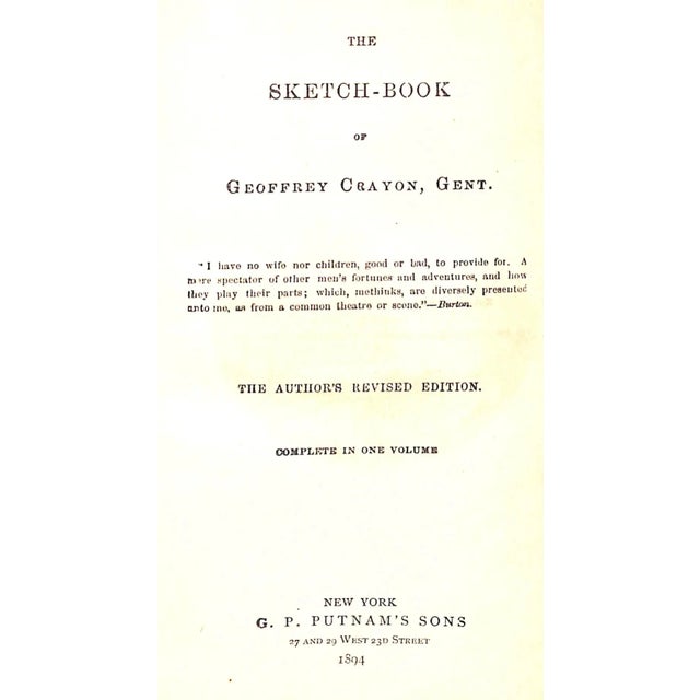 Traditional "The Sketch-Book" 1894 Crayon, Geoffrey, Gent. For Sale - Image 3 of 6