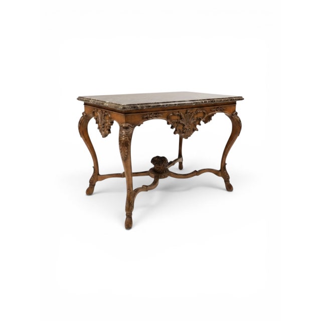 20th-C. Maitland-Smith French Louis XV Style Marble Top Fruitwood Center / Side Table For Sale - Image 9 of 11