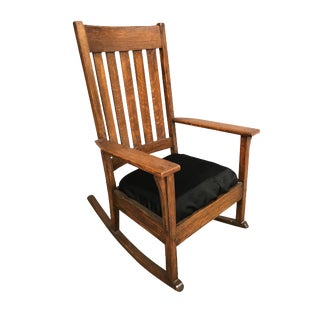 Mission Chestnut Slat Back Rocking Chair by National Chair Co For Sale