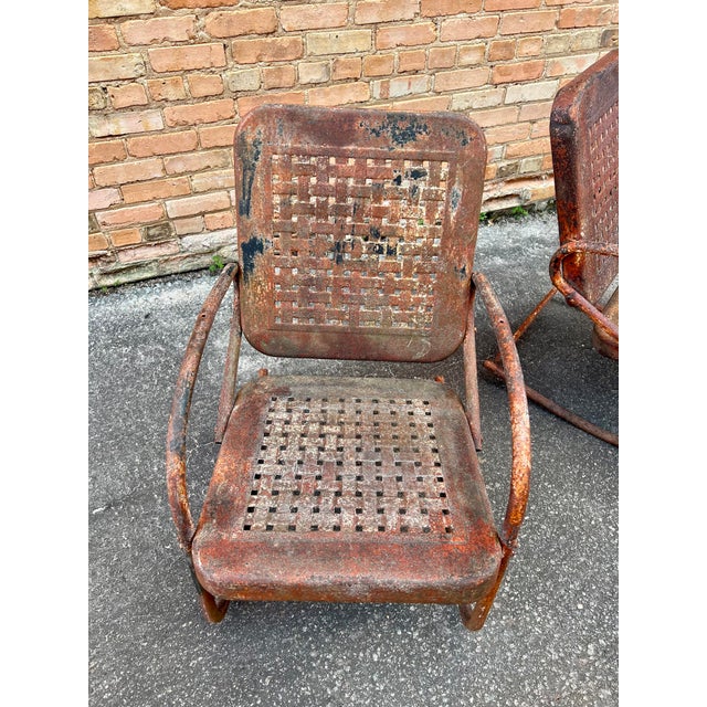 Vintage Mid Century Art Deco Bunting Patinated Steel Lattice Basket