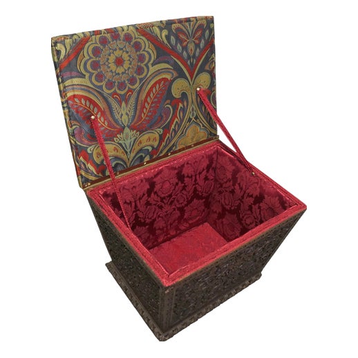 Anglo Indian Profusely Carved Sewing Box For Sale