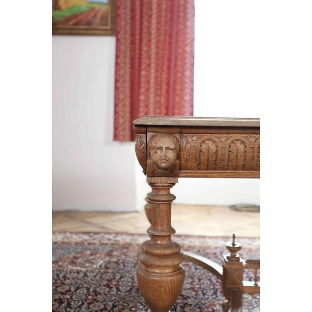 Antique Carved Oak Extendable Table For Sale - Image 3 of 6