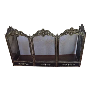 Antique Decorative Fireplace Screen With Horned Faustian Head