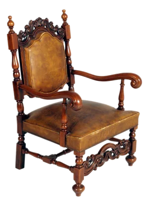 Antique Throne Chair in Testolini Frères Leather Upholster, 1990s