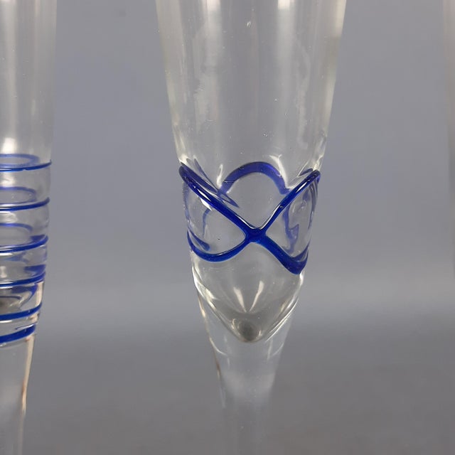 Murano Glass Flute Glasses, 1970s, Set of 5 For Sale - Image 9 of 14