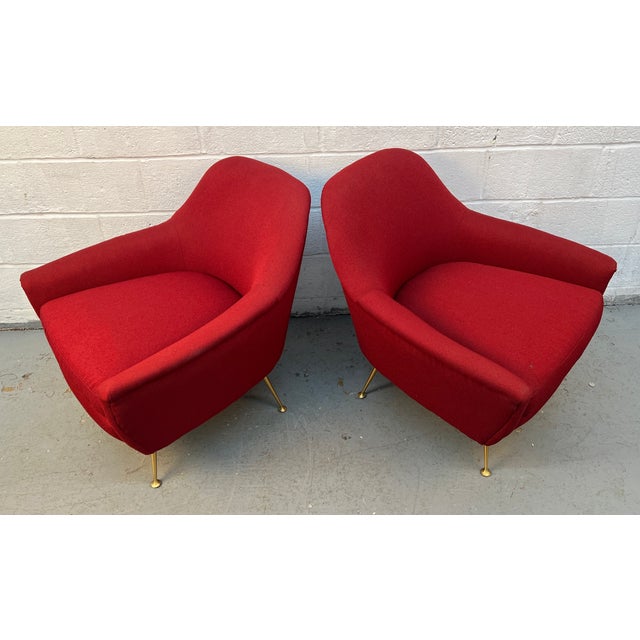 Late 20th Century Pair of Mid-Century Style Burgundy Lounge Chairs For Sale - Image 5 of 12