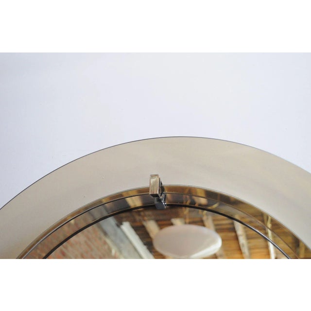 Italian Modernist Smoked Glass Circular Wall Mirror by Veca For Sale - Image 9 of 12