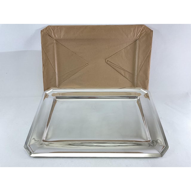 1980s Mid-Century Modern Silver Rectangular Platters For Sale - Image 9 of 15