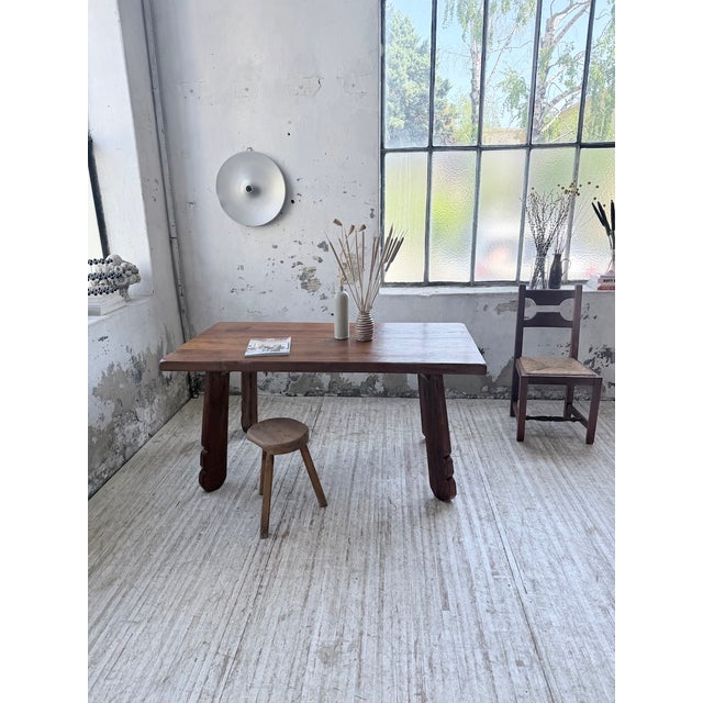 Brutalist Oak Table attributed to De Puydt, Belgium, 1970s For Sale - Image 4 of 18