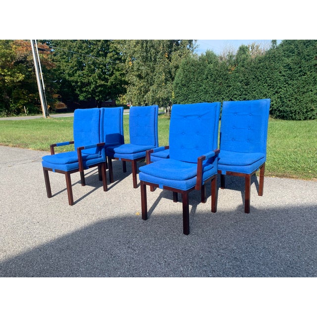Dillingham B Collection Arthur Umanoff 70s Cobalt Upholstered Walnut