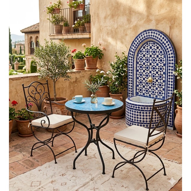 20" Moroccan Turquoise Mosaic Table For Sale - Image 4 of 9