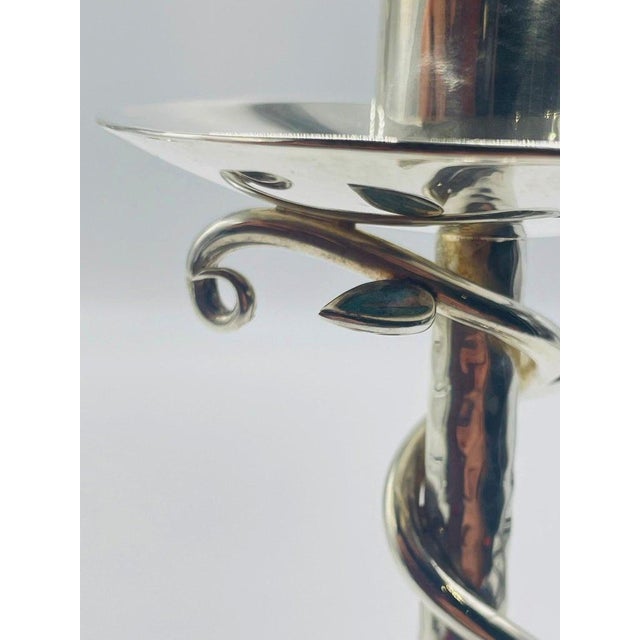 Pair of Emilia Castillo Silver-Plated Candlesticks With Emerald Stone Inlay For Sale - Image 12 of 18