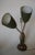 Green metal mid century double gooseneck adjustable flex arm calla lily cone desk table lamp. 3 way light switch. Measures...