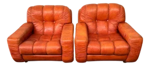 Set of Vintage Italian Leather Armchairs, 1970s