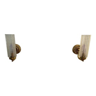 Pair Vintage Brass and Glass Plug in Sconces, Italy For Sale
