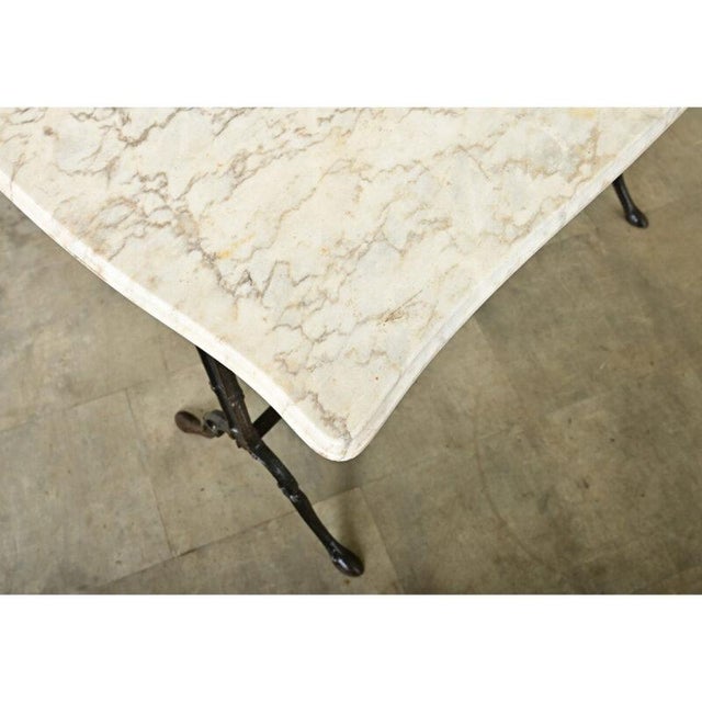 Metal French Cast Iron & Curvy Marble Bistro Table For Sale - Image 7 of 10