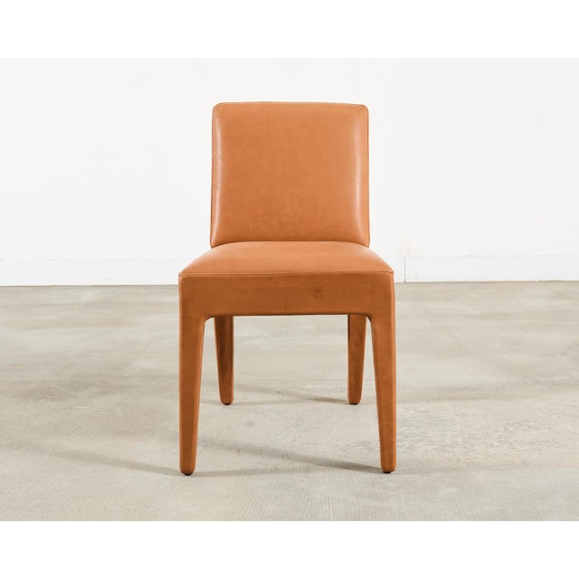 Theodore Alexander Ralph Lauren Italian Leather Mahogany Dalton Dining Chair For Sale - Image 4 of 17