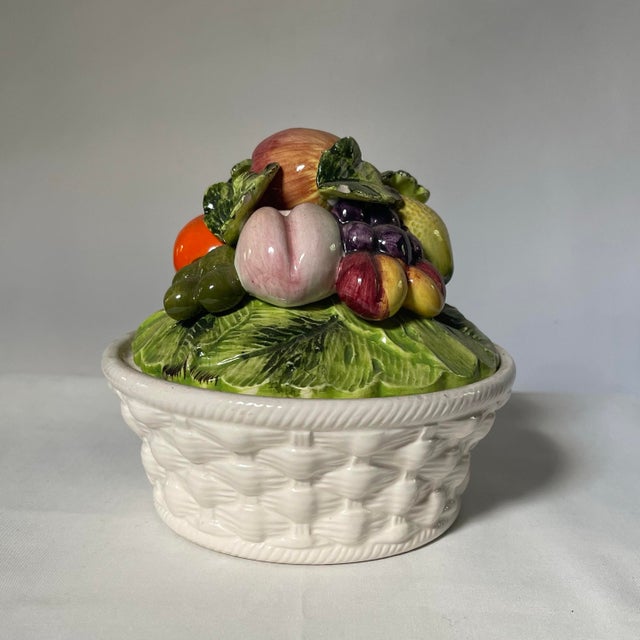 Ceramic Vintage Fruit Pyramid Decorative Bowl For Sale - Image 7 of 11