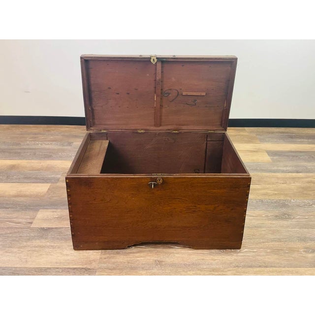 Wood Antique Wood and Brass Campaign Trunk For Sale - Image 7 of 10