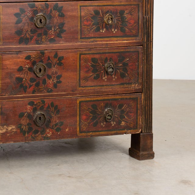 Hungarian Original Hand-Painted Pine Chest of Four Drawers Dated 1865 For Sale - Image 16 of 18